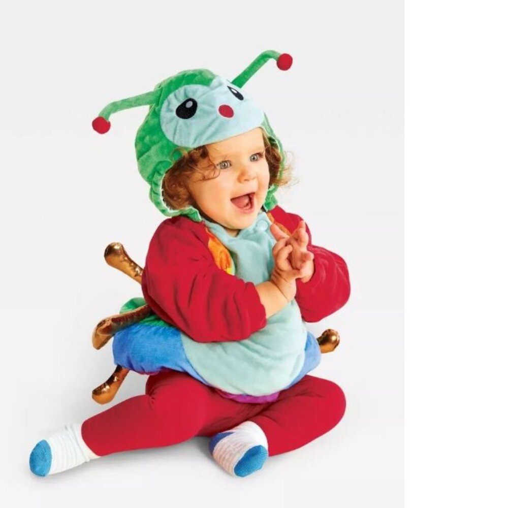 Caterpillar Halloween Costume Plush Hooded Vest 0/6 mths Multicolor Unisex Baby